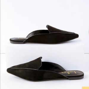 Black suede slip on loafers